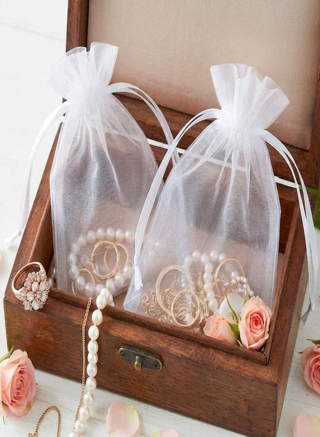 Joycraft 50pcs Organza Bags - 4x6 Inch White Wedding Favor & Jewelry Pouches with Drawstring Mesh Bags for Festival, Makeup, Candy, Desserts - Image 4